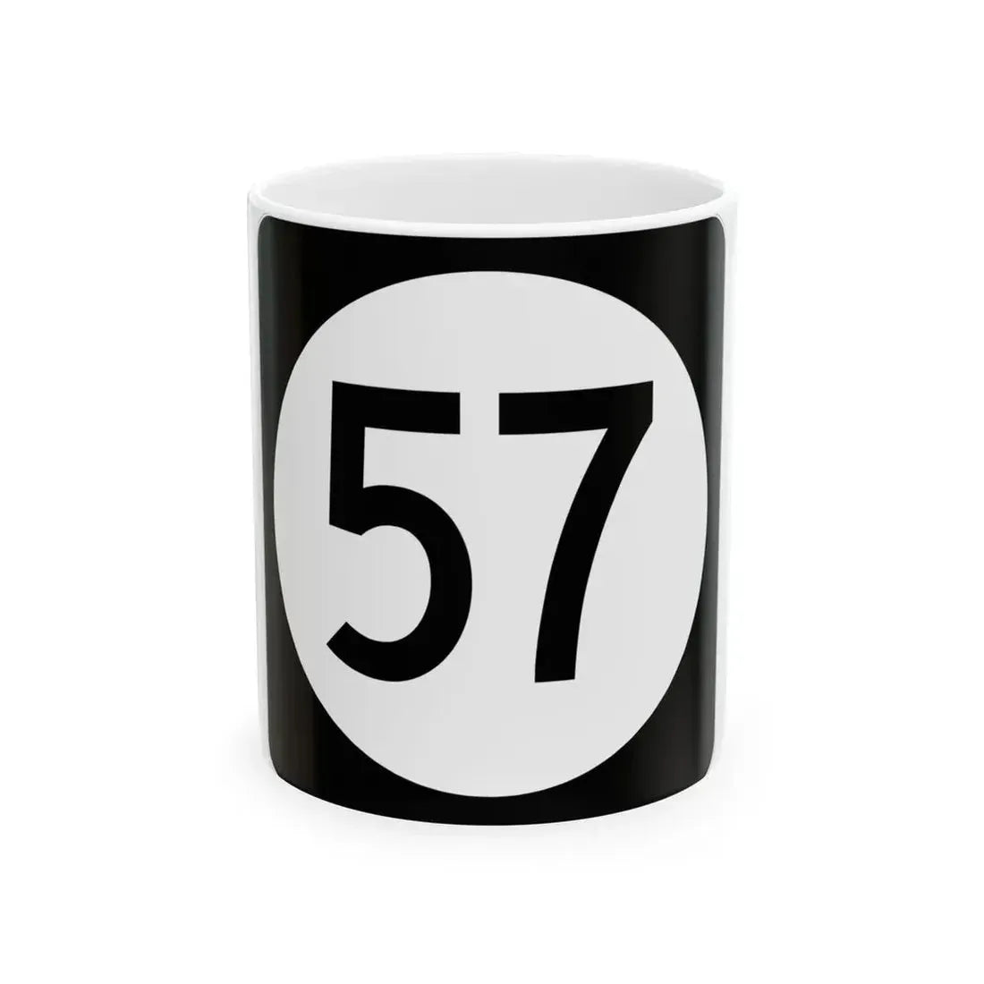 Iowa 57 (Iowa) (Road Sign) White Coffee Mug 11oz - Go Mug Yourself