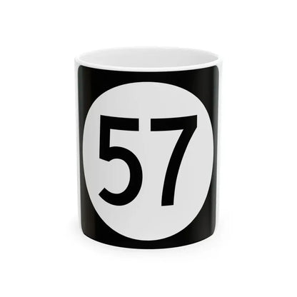 Iowa 57 (Iowa) (Road Sign) White Coffee Mug 11oz - Go Mug Yourself