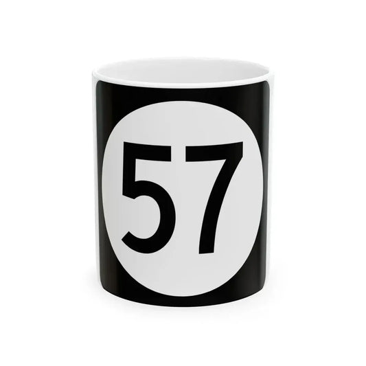 Iowa 57 (Iowa) (Road Sign) White Coffee Mug 11oz - Go Mug Yourself