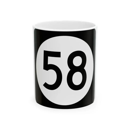 Iowa 58 (Iowa) (Road Sign) White Coffee Mug 11oz - Go Mug Yourself