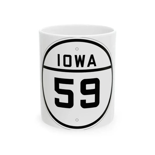 Iowa 59 1926 (Iowa) (Road Sign) White Coffee Mug 11oz - Go Mug Yourself