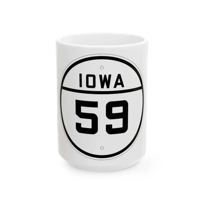 Iowa 59 1926 (Iowa) (Road Sign) White Coffee Mug 15oz - Go Mug Yourself