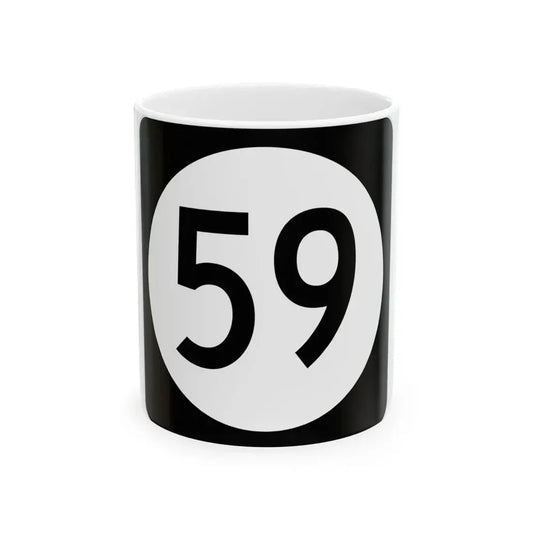 Iowa 59 (Iowa) (Road Sign) White Coffee Mug 11oz - Go Mug Yourself
