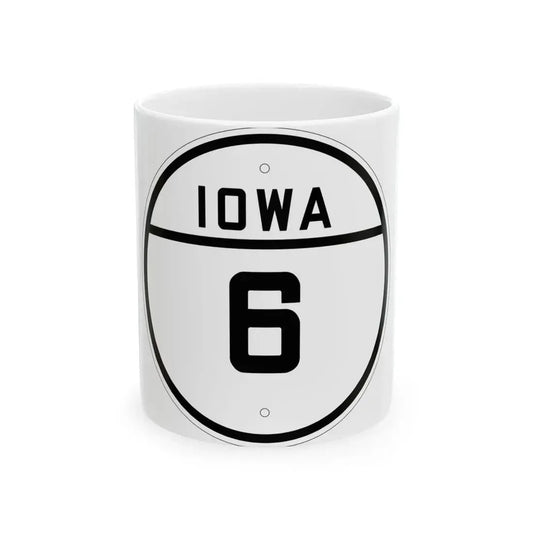 Iowa 6 1926 (Iowa) (Road Sign) White Coffee Mug 11oz - Go Mug Yourself