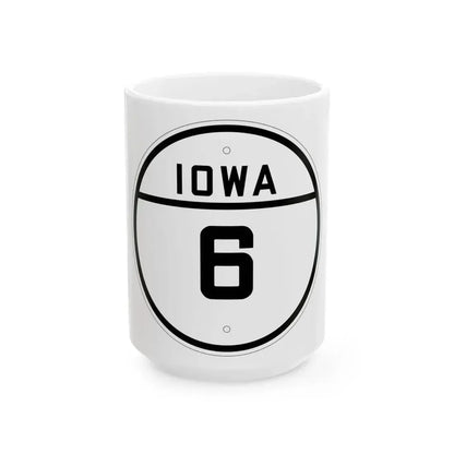 Iowa 6 1926 (Iowa) (Road Sign) White Coffee Mug 15oz - Go Mug Yourself