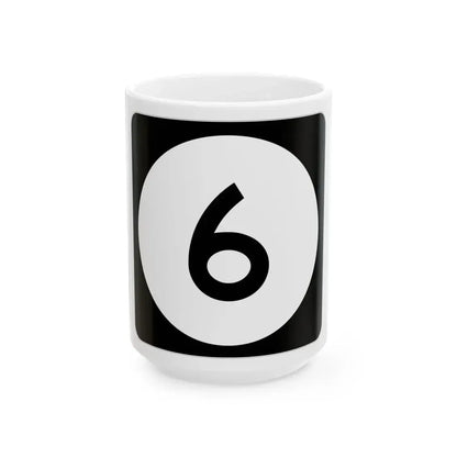 Iowa 6 (Iowa) (Road Sign) White Coffee Mug 15oz - Go Mug Yourself