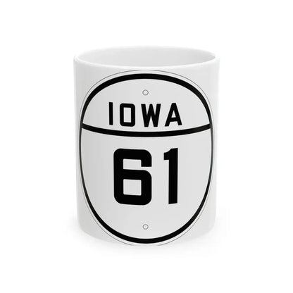 Iowa 61 1926 (Iowa) (Road Sign) White Coffee Mug 11oz - Go Mug Yourself