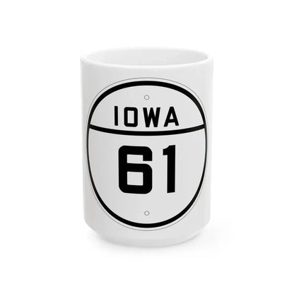 Iowa 61 1926 (Iowa) (Road Sign) White Coffee Mug 15oz - Go Mug Yourself