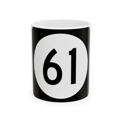 Iowa 61 (Iowa) (Road Sign) White Coffee Mug 11oz - Go Mug Yourself