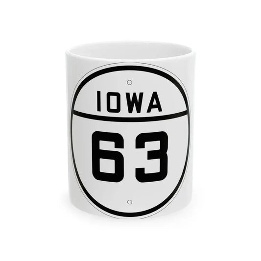 Iowa 63 1926 (Iowa) (Road Sign) White Coffee Mug 11oz - Go Mug Yourself