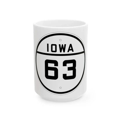 Iowa 63 1926 (Iowa) (Road Sign) White Coffee Mug 15oz - Go Mug Yourself