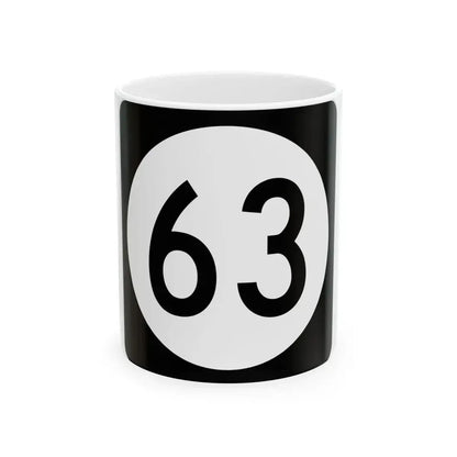 Iowa 63 (Iowa) (Road Sign) White Coffee Mug 11oz - Go Mug Yourself
