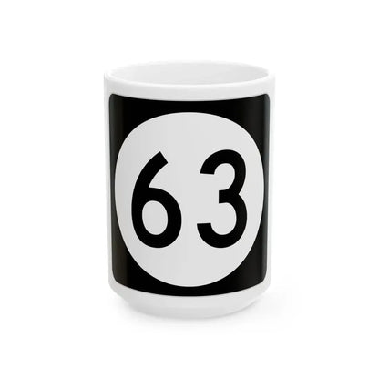 Iowa 63 (Iowa) (Road Sign) White Coffee Mug 15oz - Go Mug Yourself
