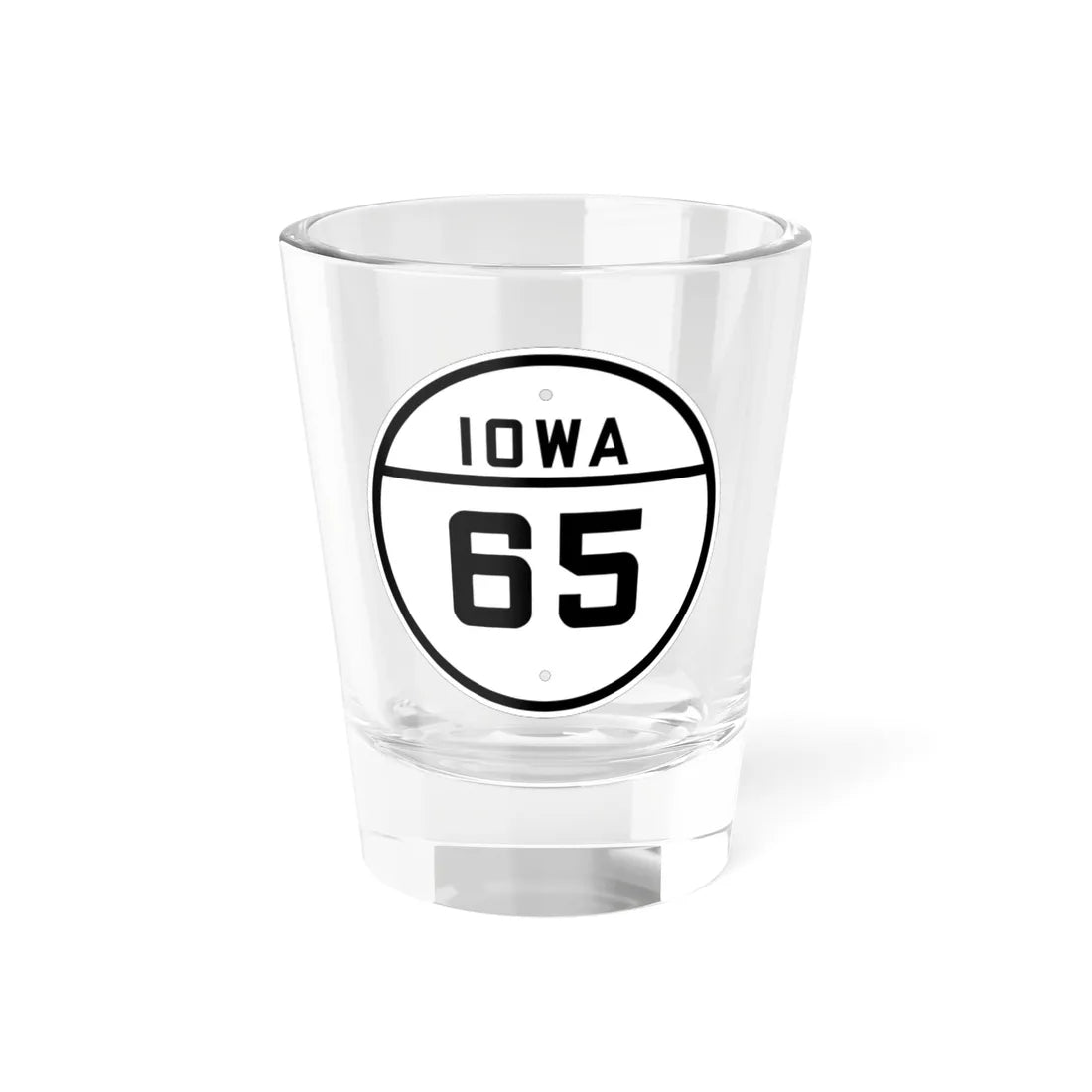 Iowa 65 1926 (Iowa) (Road Sign) Shot Glass 1.5oz 1.5oz - Go Mug Yourself