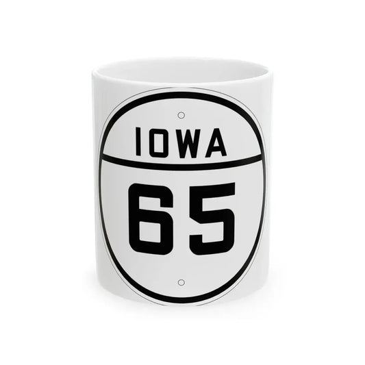 Iowa 65 1926 (Iowa) (Road Sign) White Coffee Mug 11oz - Go Mug Yourself