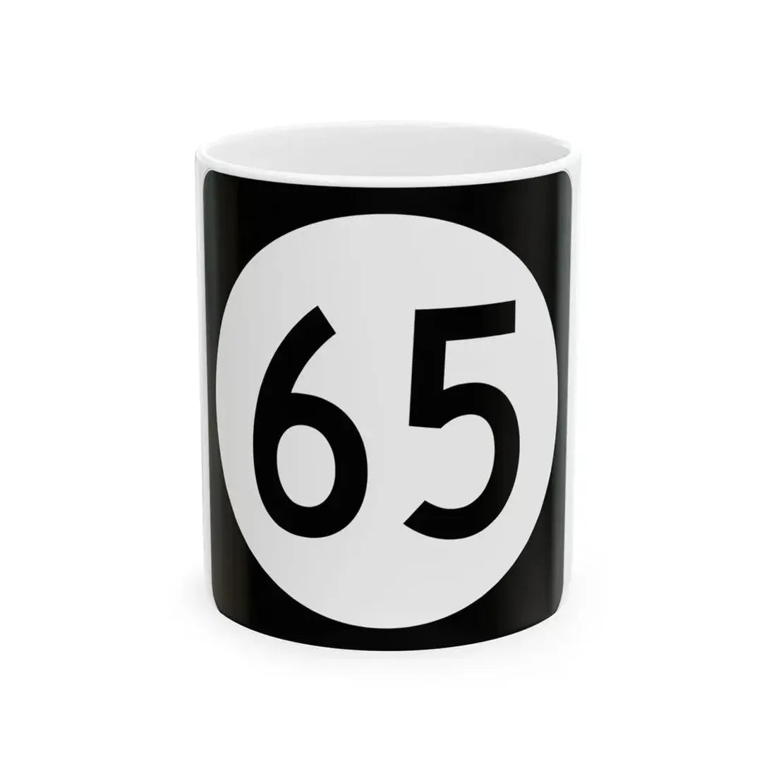 Iowa 65 (Iowa) (Road Sign) White Coffee Mug 11oz - Go Mug Yourself
