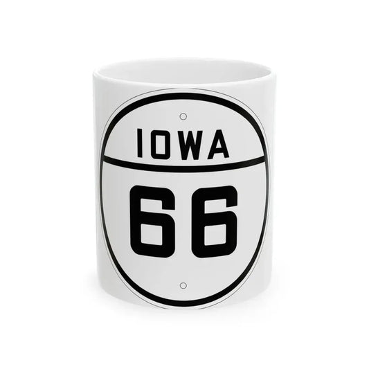 Iowa 66 1926 (Iowa) (Road Sign) White Coffee Mug 11oz - Go Mug Yourself