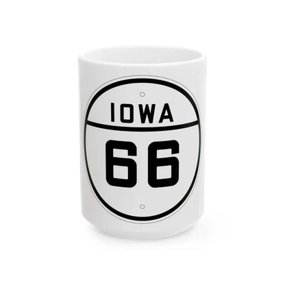 Iowa 66 1926 (Iowa) (Road Sign) White Coffee Mug 15oz - Go Mug Yourself