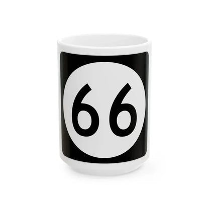 Iowa 66 (Iowa) (Road Sign) White Coffee Mug 15oz - Go Mug Yourself