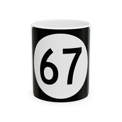 Iowa 67 (Iowa) (Road Sign) White Coffee Mug 11oz - Go Mug Yourself