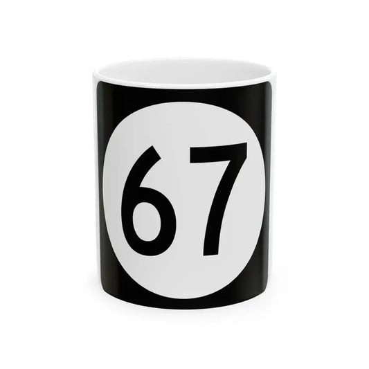 Iowa 67 (Iowa) (Road Sign) White Coffee Mug 11oz - Go Mug Yourself