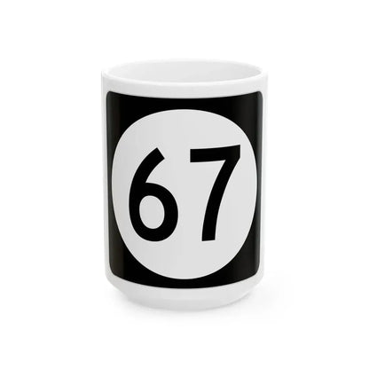 Iowa 67 (Iowa) (Road Sign) White Coffee Mug 15oz - Go Mug Yourself