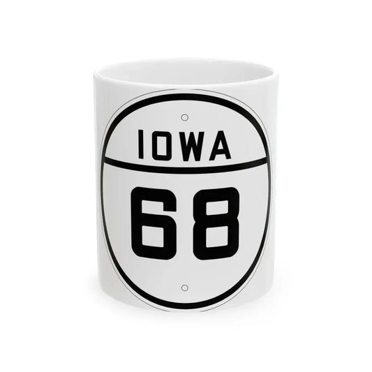 Iowa 68 1926 (Iowa) (Road Sign) White Coffee Mug 11oz - Go Mug Yourself