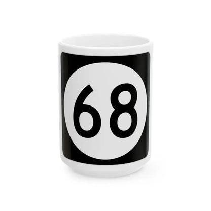 Iowa 68 (Iowa) (Road Sign) White Coffee Mug 15oz - Go Mug Yourself