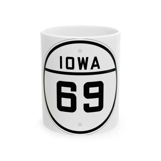 Iowa 69 1926 (Iowa) (Road Sign) White Coffee Mug 11oz - Go Mug Yourself