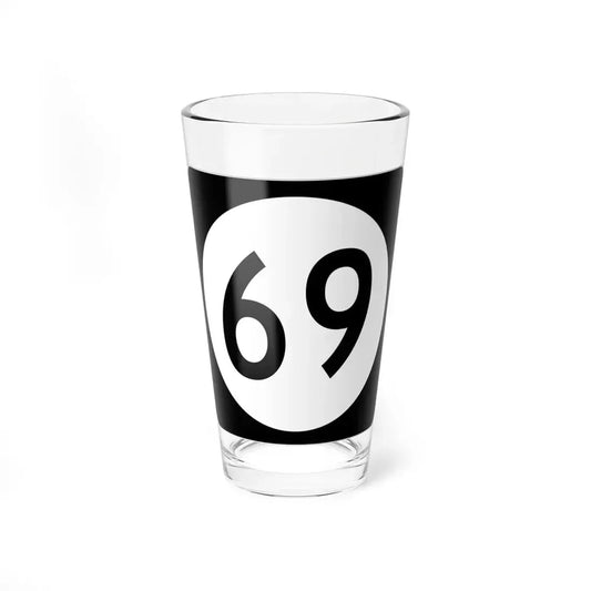 Iowa 69 (Iowa) (Road Sign) Pint Glss 16oz 16oz - Go Mug Yourself