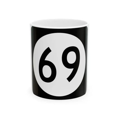 Iowa 69 (Iowa) (Road Sign) White Coffee Mug 11oz - Go Mug Yourself