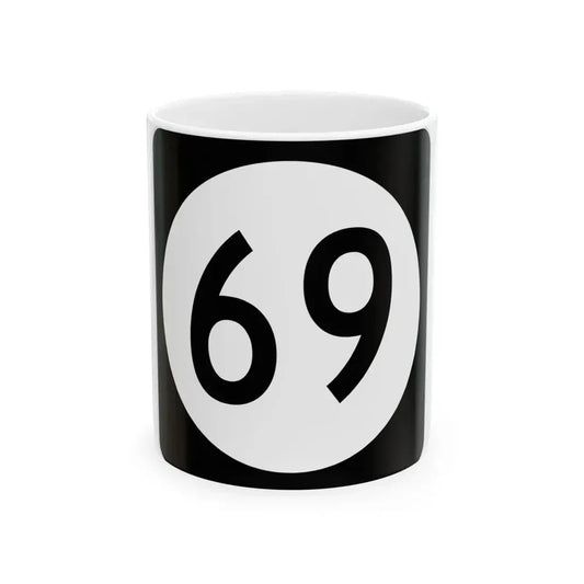Iowa 69 (Iowa) (Road Sign) White Coffee Mug 11oz - Go Mug Yourself