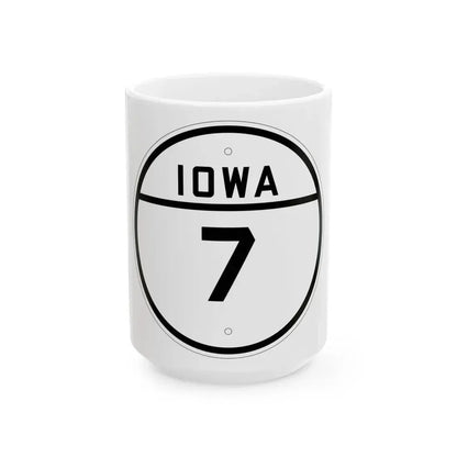 Iowa 7 1926 (Iowa) (Road Sign) White Coffee Mug 15oz - Go Mug Yourself