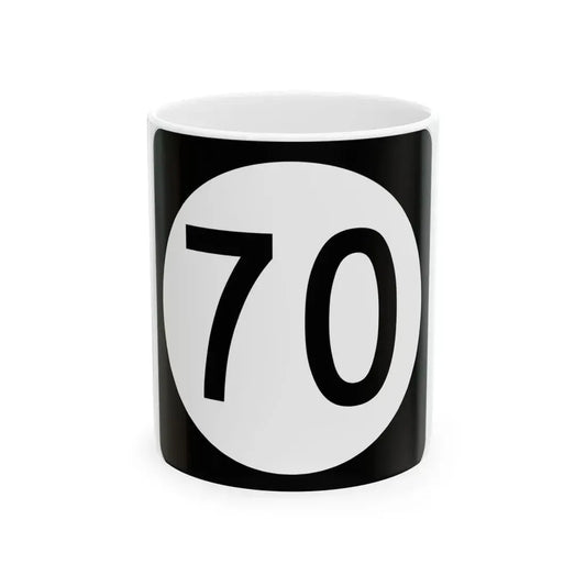 Iowa 70 (Iowa) (Road Sign) White Coffee Mug 11oz - Go Mug Yourself