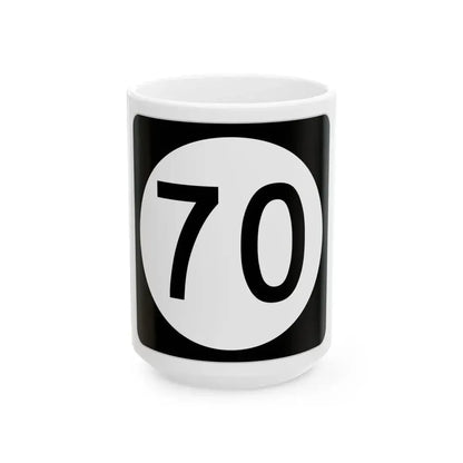 Iowa 70 (Iowa) (Road Sign) White Coffee Mug 15oz - Go Mug Yourself