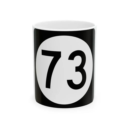 Iowa 73 (Iowa) (Road Sign) White Coffee Mug 11oz - Go Mug Yourself