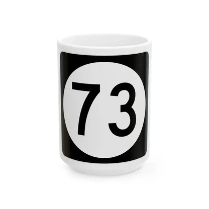 Iowa 73 (Iowa) (Road Sign) White Coffee Mug 15oz - Go Mug Yourself