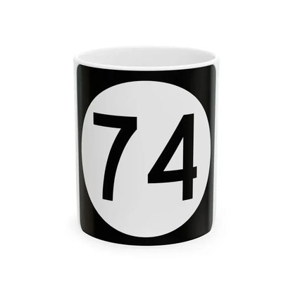 Iowa 74 (Iowa) (Road Sign) White Coffee Mug 11oz - Go Mug Yourself