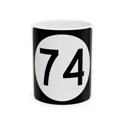 Iowa 74 (Iowa) (Road Sign) White Coffee Mug 11oz - Go Mug Yourself