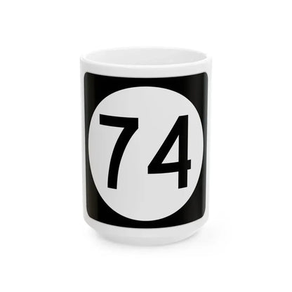 Iowa 74 (Iowa) (Road Sign) White Coffee Mug 15oz - Go Mug Yourself