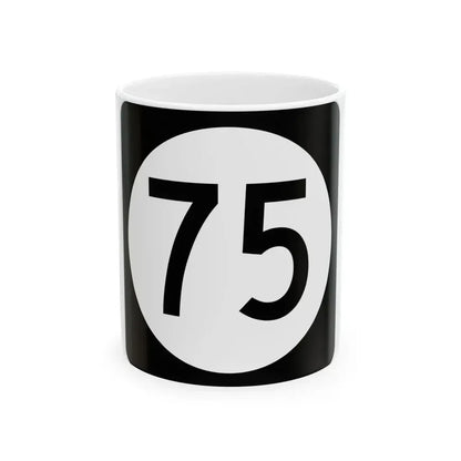 Iowa 75 (Iowa) (Road Sign) White Coffee Mug 11oz - Go Mug Yourself