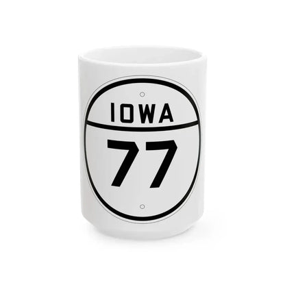 Iowa 77 1926 (Iowa) (Road Sign) White Coffee Mug 15oz - Go Mug Yourself