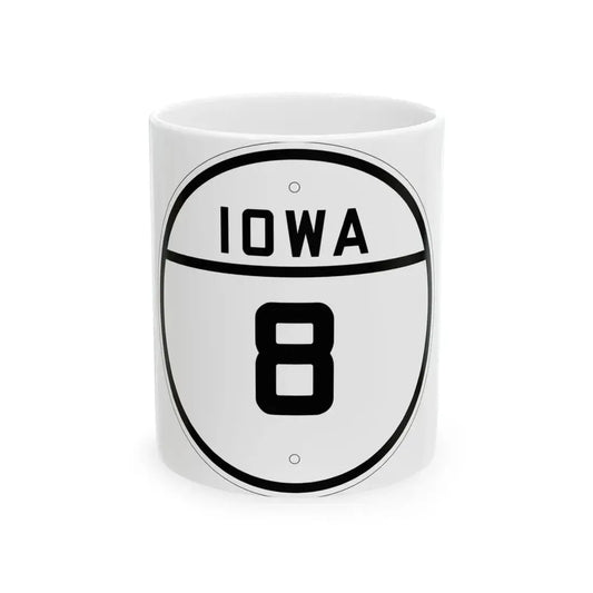 Iowa 8 1926 (Iowa) (Road Sign) White Coffee Mug 11oz - Go Mug Yourself