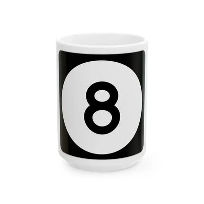 Iowa 8 (Iowa) (Road Sign) White Coffee Mug 15oz - Go Mug Yourself