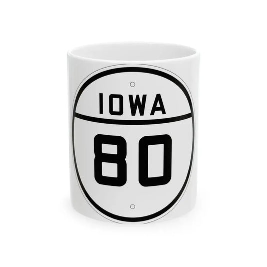 Iowa 80 1926 (Iowa) (Road Sign) White Coffee Mug 11oz - Go Mug Yourself