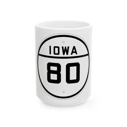 Iowa 80 1926 (Iowa) (Road Sign) White Coffee Mug 15oz - Go Mug Yourself
