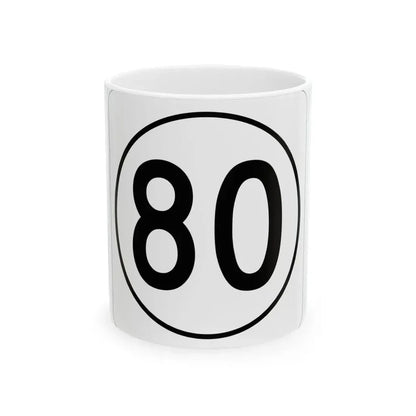 Iowa 80 1948 (Iowa) (Road Sign) White Coffee Mug 11oz - Go Mug Yourself