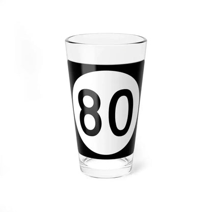 Iowa 80 (Iowa) (Road Sign) Pint Glass 16oz 16oz - Go Mug Yourself