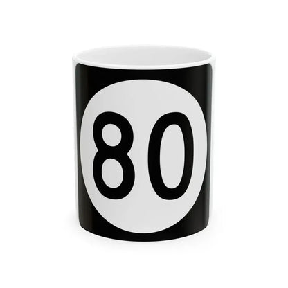 Iowa 80 (Iowa) (Road Sign) White Coffee Mug 11oz - Go Mug Yourself