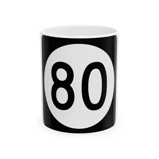 Iowa 80 (Iowa) (Road Sign) White Coffee Mug 11oz - Go Mug Yourself